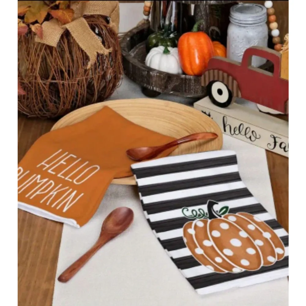 Kitchen Towel, Black & Orange, Pumpkin